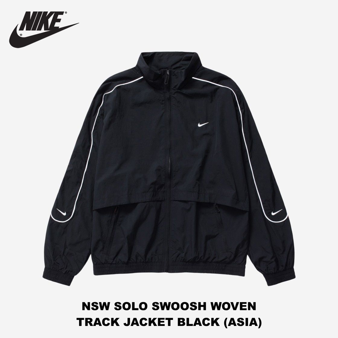 NIKE】NSW SOLO SWOOSH WOVEN TRACK JACKET BLACK (ASIA) (Nike