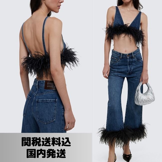 MIU MIU】ミュウミュウ フェザー ディテール デニム トップ (MiuMiu