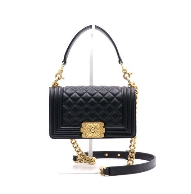 CHANEL 21限定商品 ラムスキン ボーイシャネル ゴールド 中古 (CHANEL