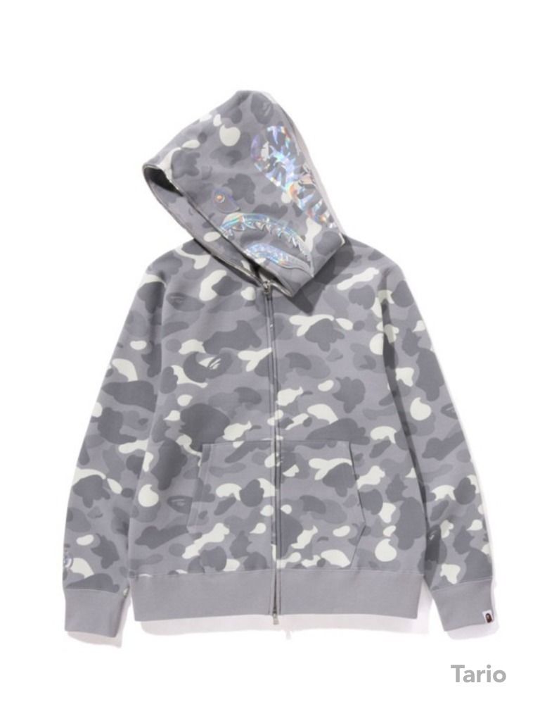 A BATHING APE】CITY CAMO SHARK FULL ZIP HOODIE グレー 2XL (A