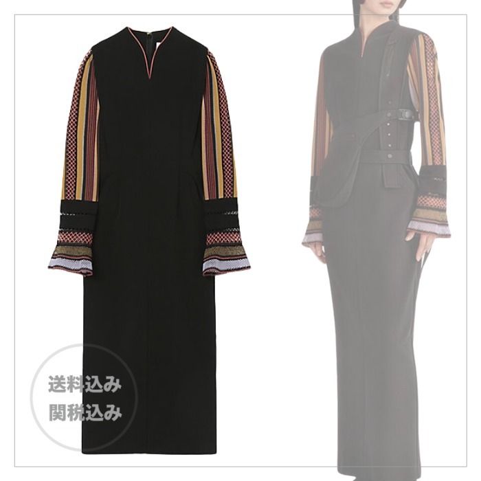 マメクロゴウチ】ストレッチ トーション レース袖 ドレス (Mame