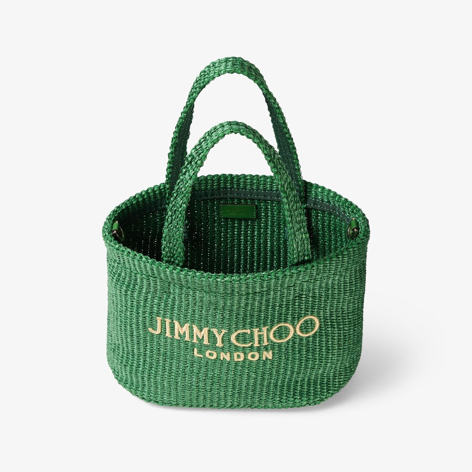 Jimmy Chooミニトート ラフィアかごバッグ 国内直営**JIMMY CHOO