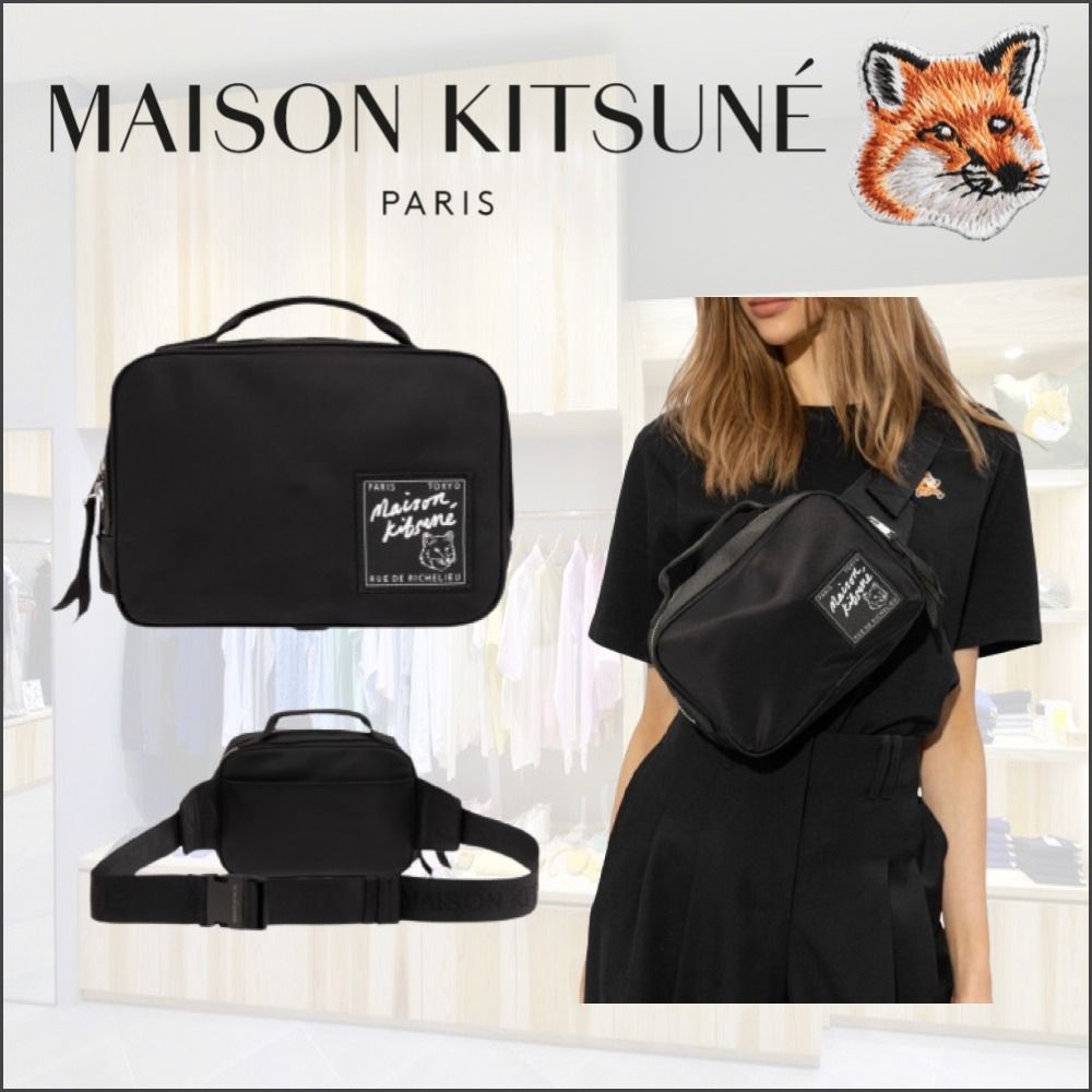 メゾンキツネ ベルトバッグ ウエストポーチ ナイロン ブラック (MAISON