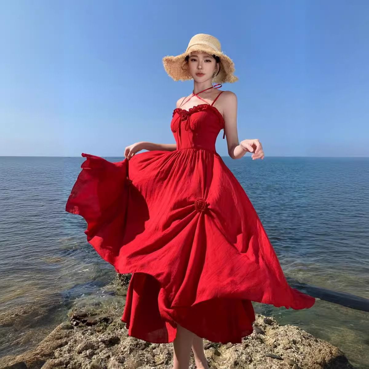 ワンピース レディース サマー ドレス ロング リゾート シフォン