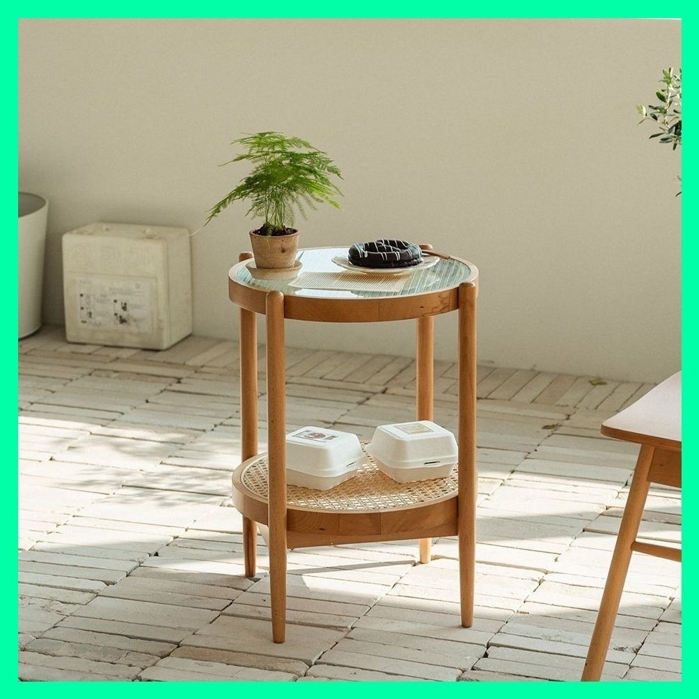 韓国インテリア】ビストロ ラタン サイドテーブル (aBund/机・テーブル