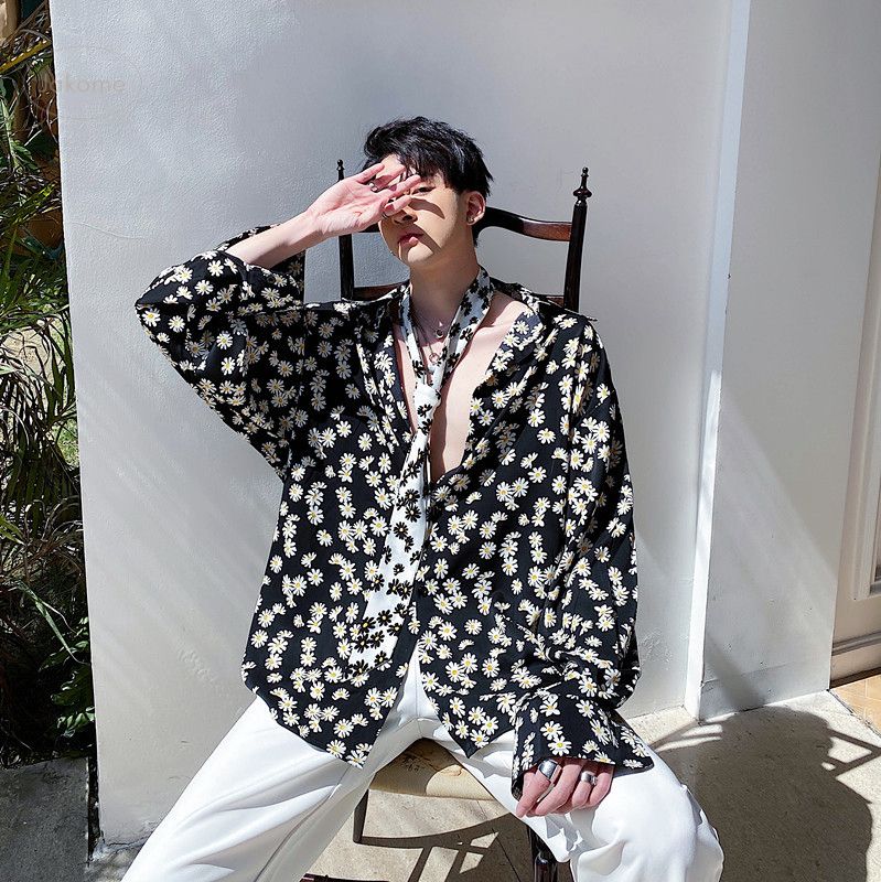 柄シャツ 花柄 長袖シャツ メンズ おしゃれ ユニセックス 韓国 (シャツ