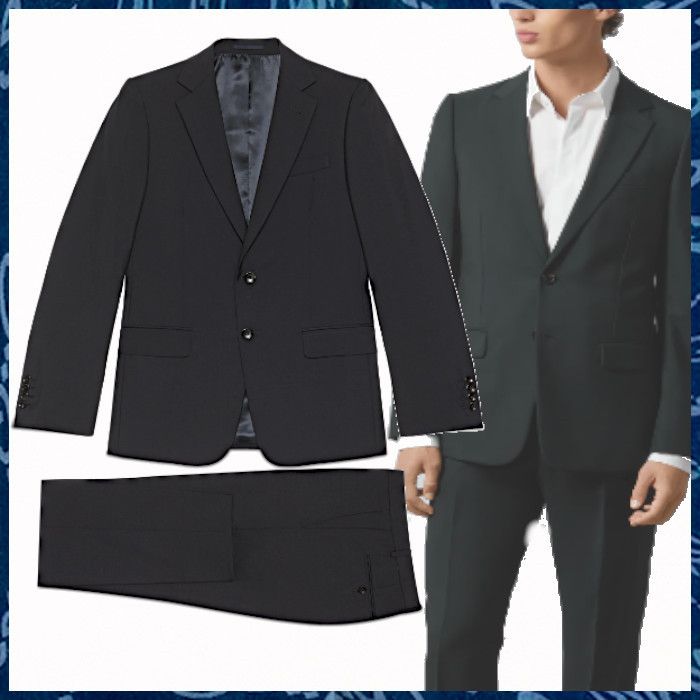 GUCCI《スリム フィット ウール モヘア スーツ》darkblue 直営店