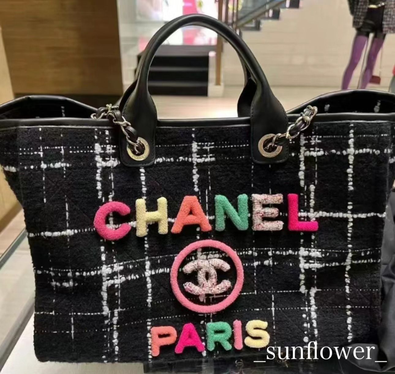 シャネル 22K ドーヴィル ショッピングバッグ ツイード (CHANEL/トート