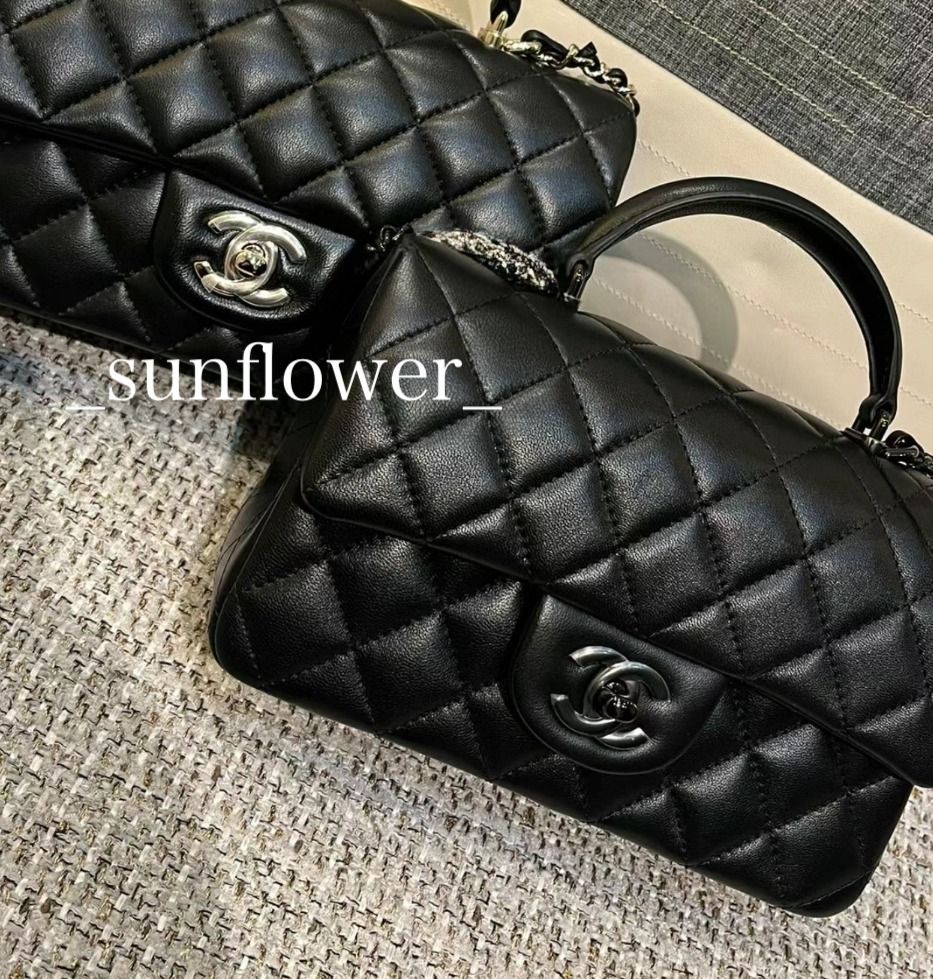 シャネル 24A トップハンドル フラップバッグ オールブラック (CHANEL