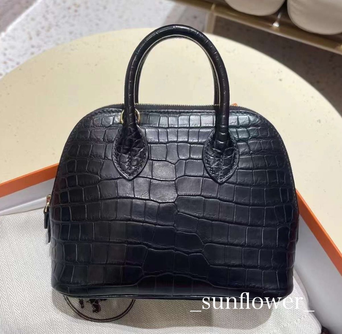 エルメス ミニボリード クロコ ノワール/G金具 (HERMES/ハンドバッグ