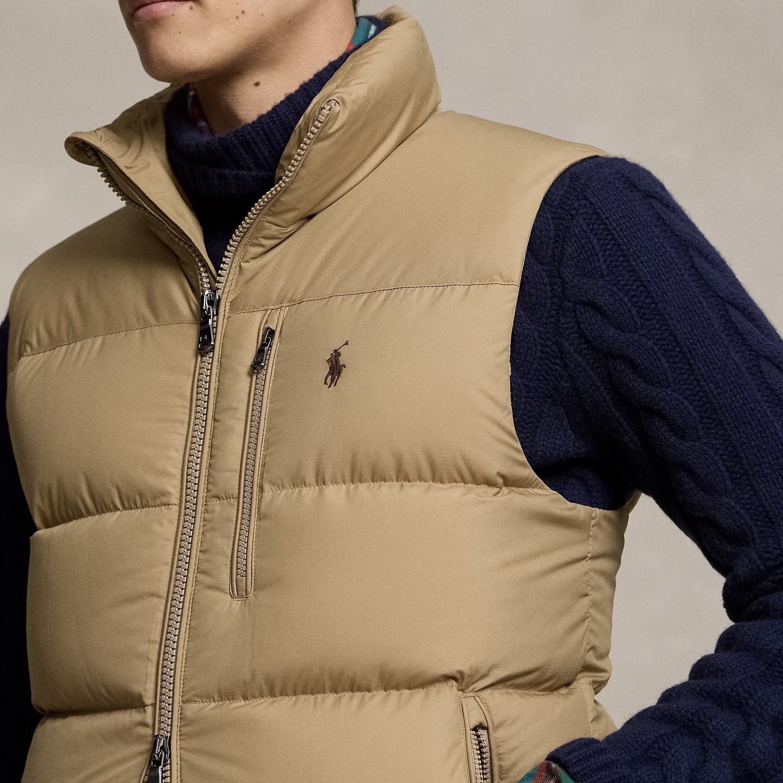 POLO RALPH LAUREN】ポニー 撥水 モックネック ダウンベスト (POLO