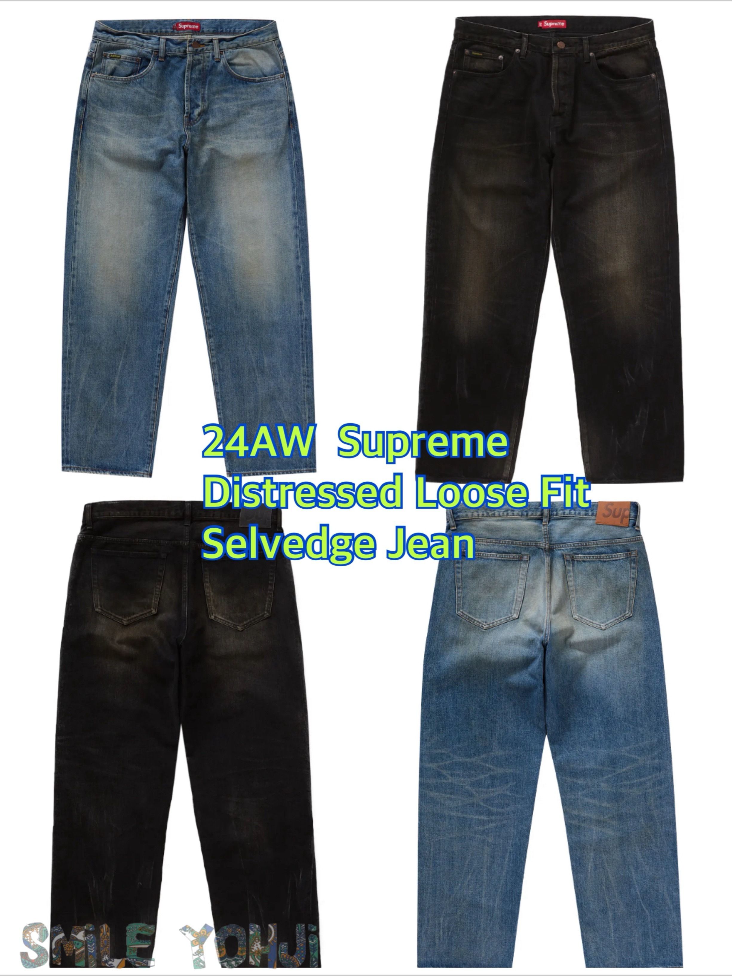 ☆24SS WEEK6☆Supreme Distressed Loose Fit Selvedge Jean (Supreme