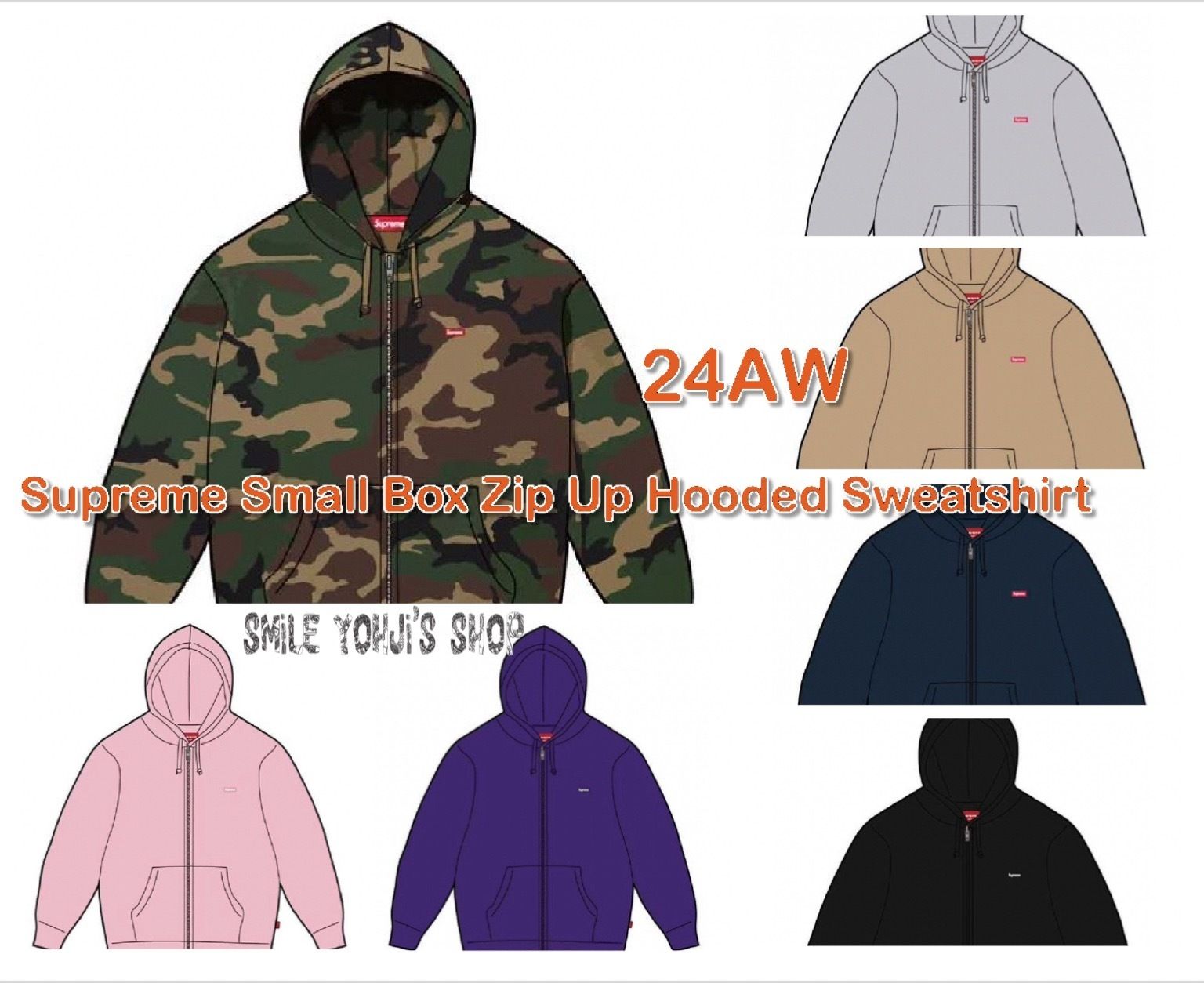 ☆24AW WEEK1☆Supreme Small Box Zip Up Hooded Sweatshirt (Supreme