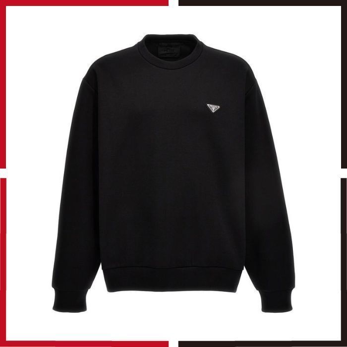 PRADA お洒落 スウェット 黒 コットン 人気ロゴ 上品 Sweatshirt