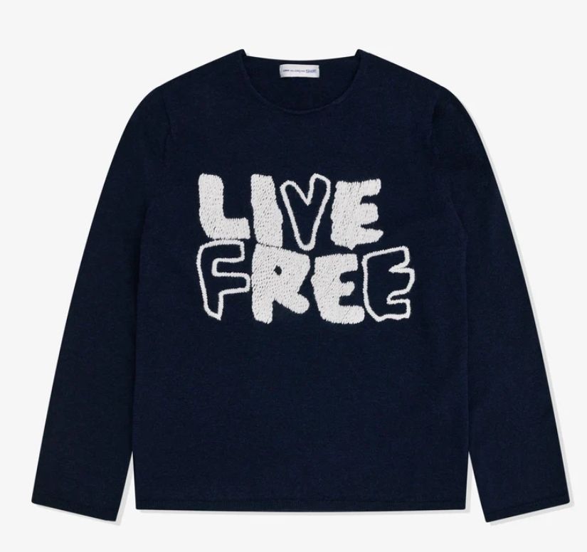 ☆24AW☆COMME des GARCONS SHIRT LIVE FREE Embroidery Knit (COMME