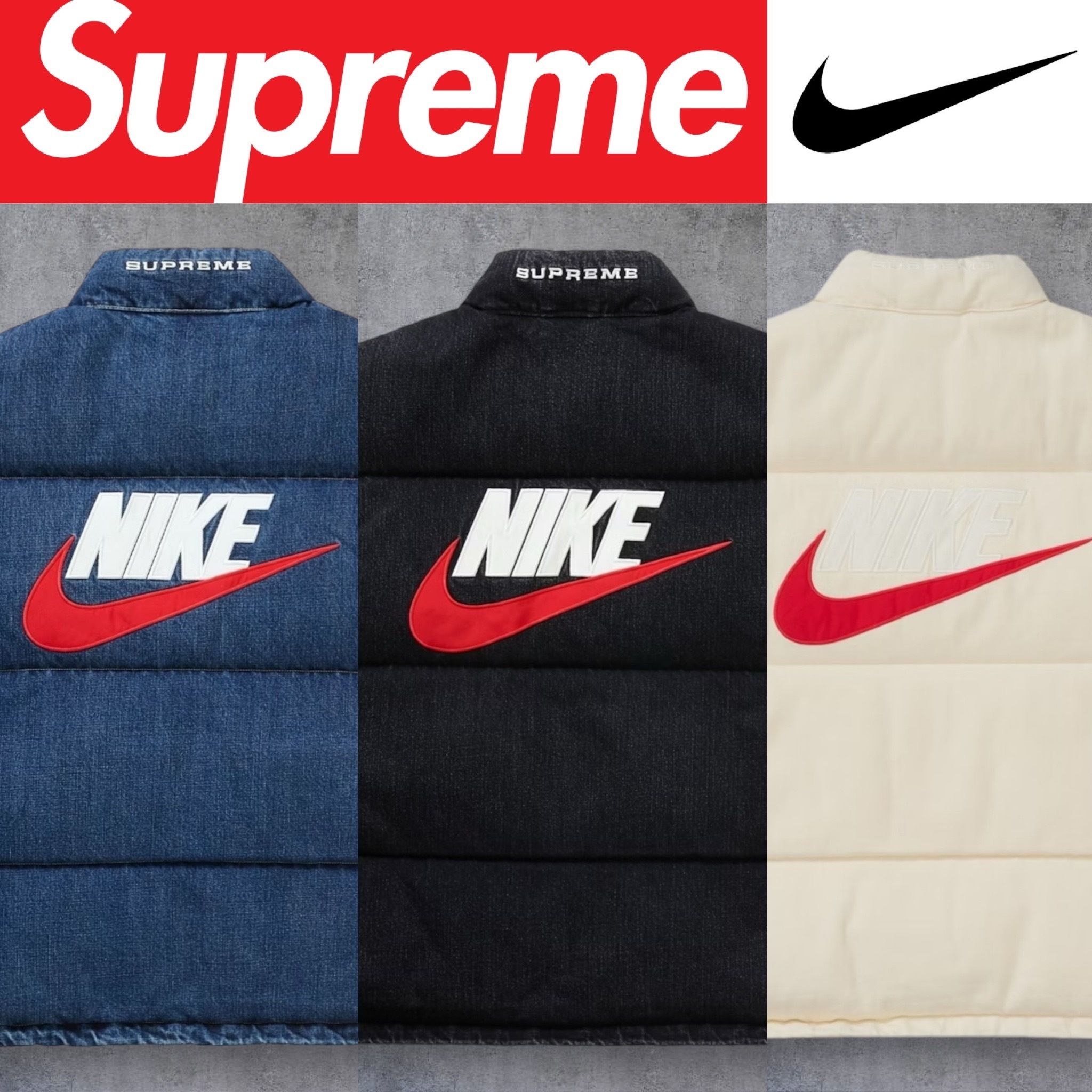 24SS】Supreme Nike Denim Puffer Vest (Supreme/ダウンベスト
