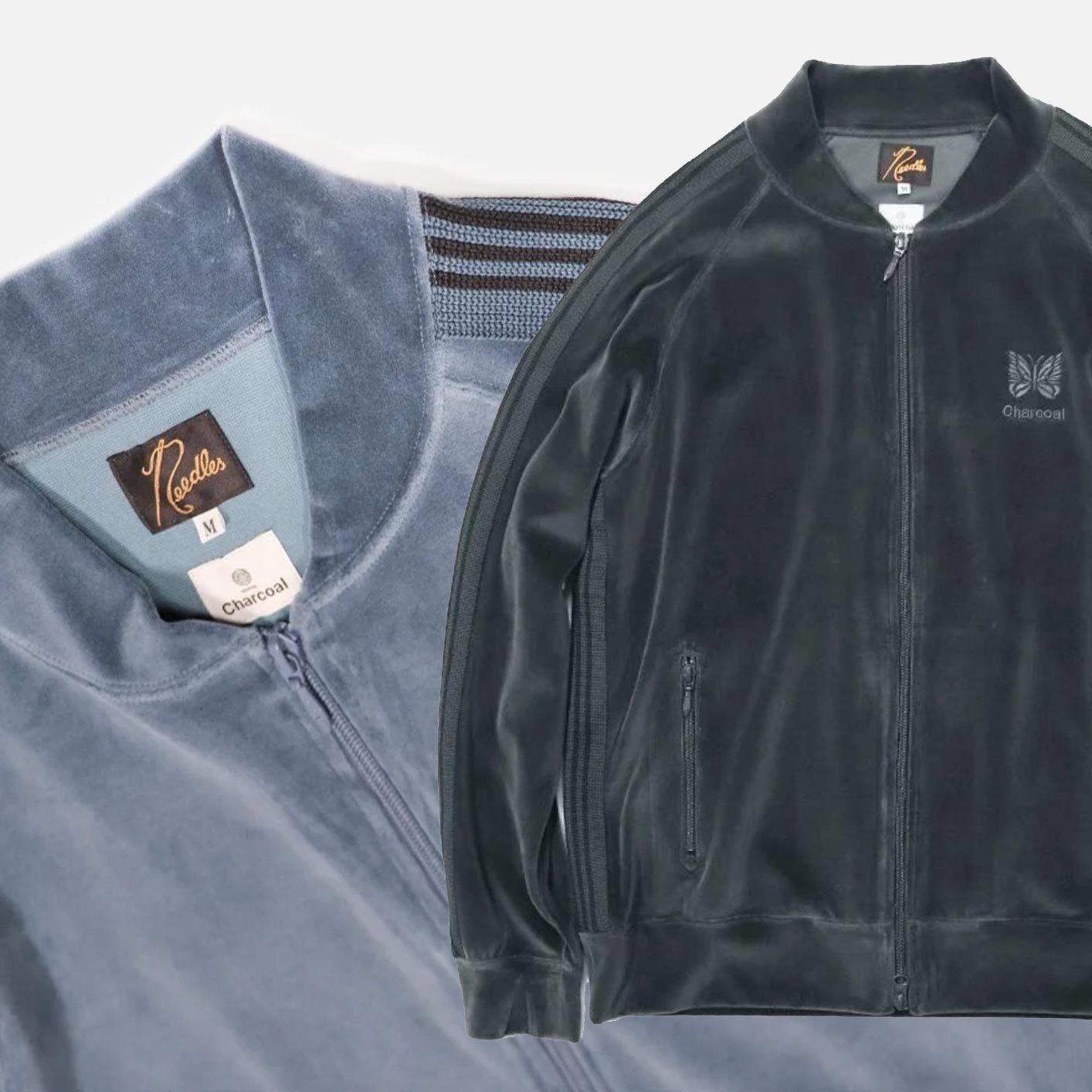 Needles】ベロア トラック ジャケット 青グレー 別注 すぐ届く