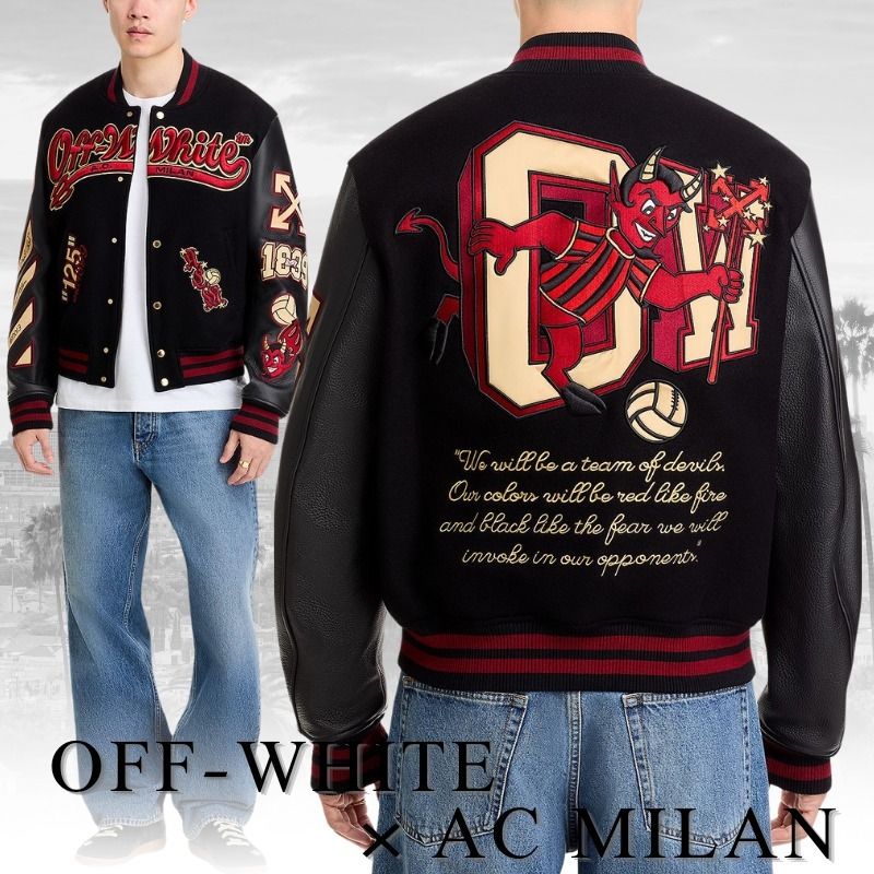 OFF-WHITE × AC MILAN バーシティジャケット 125th Anniversary (Off