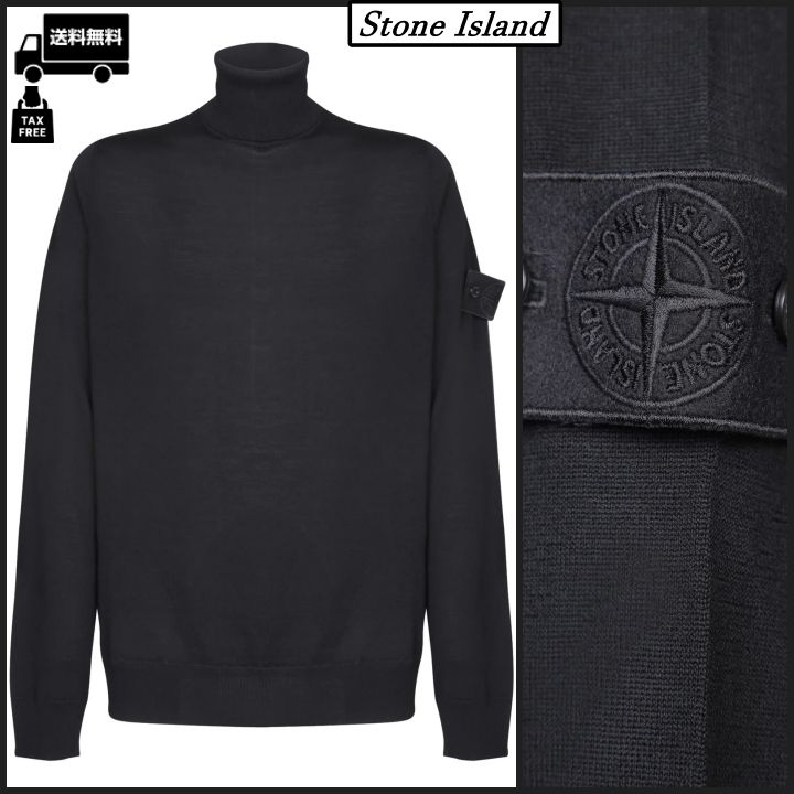 STONE 黒 リブ編み セーター ニット 8 セーター ニット リブ編み V