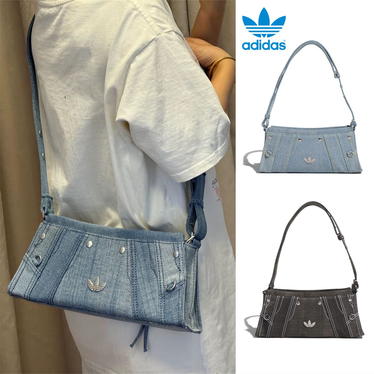 日本未入荷 ☆adidas☆ デニム ショルダーバッグ 関送込 2色 (adidas