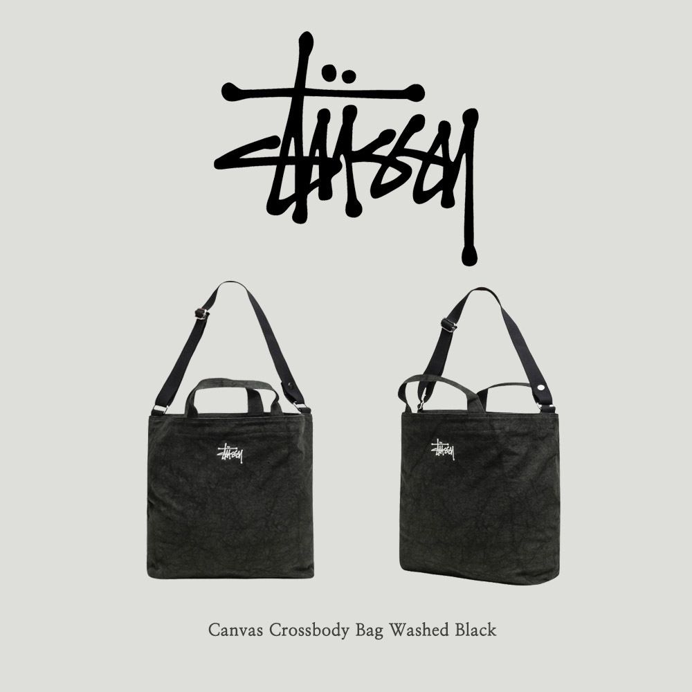 Stussy】 Canvas Crossbody Bag Washed Black (STUSSY/ショルダー
