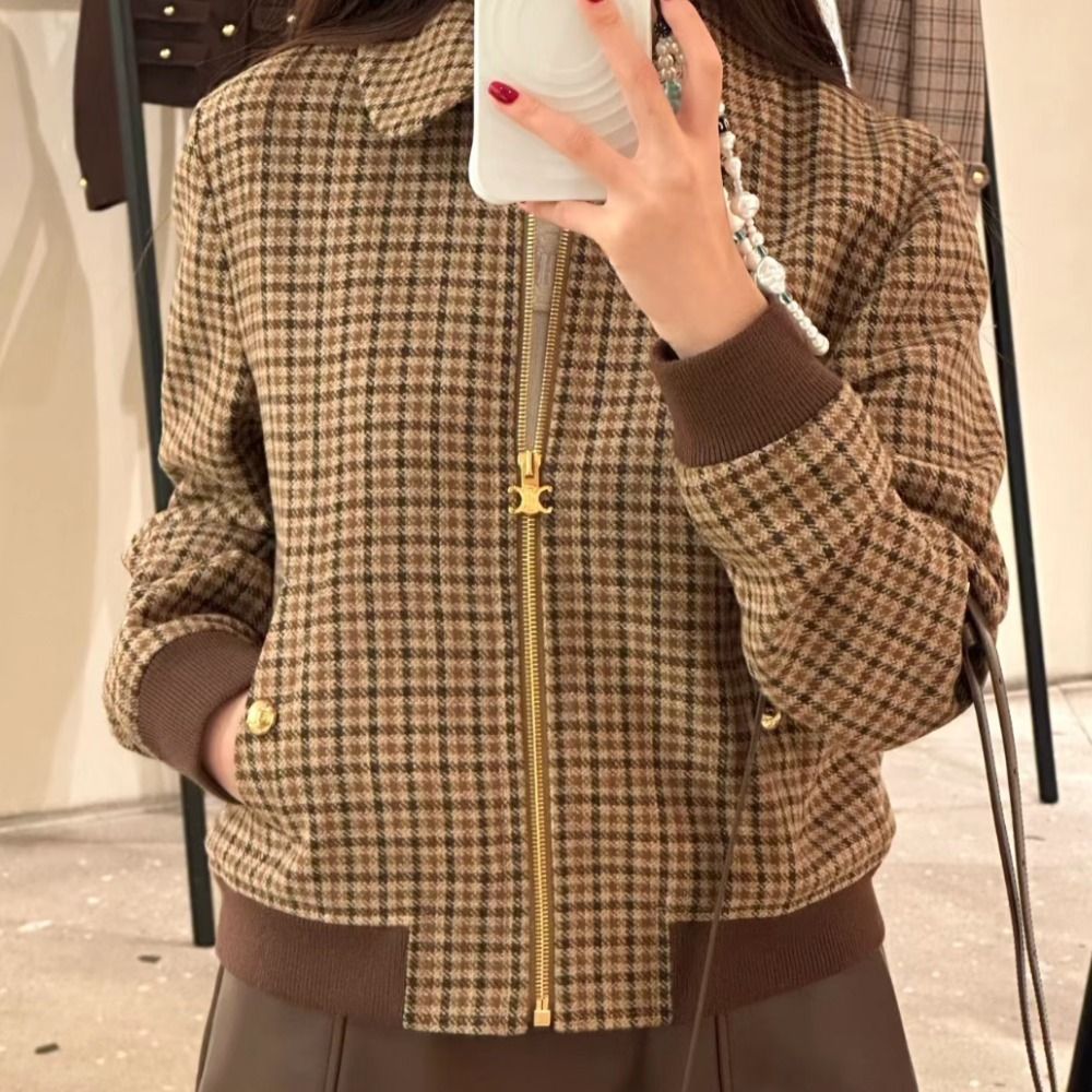 チェックが大人可愛い》【CELINE】チェック ブルゾン (CELINE