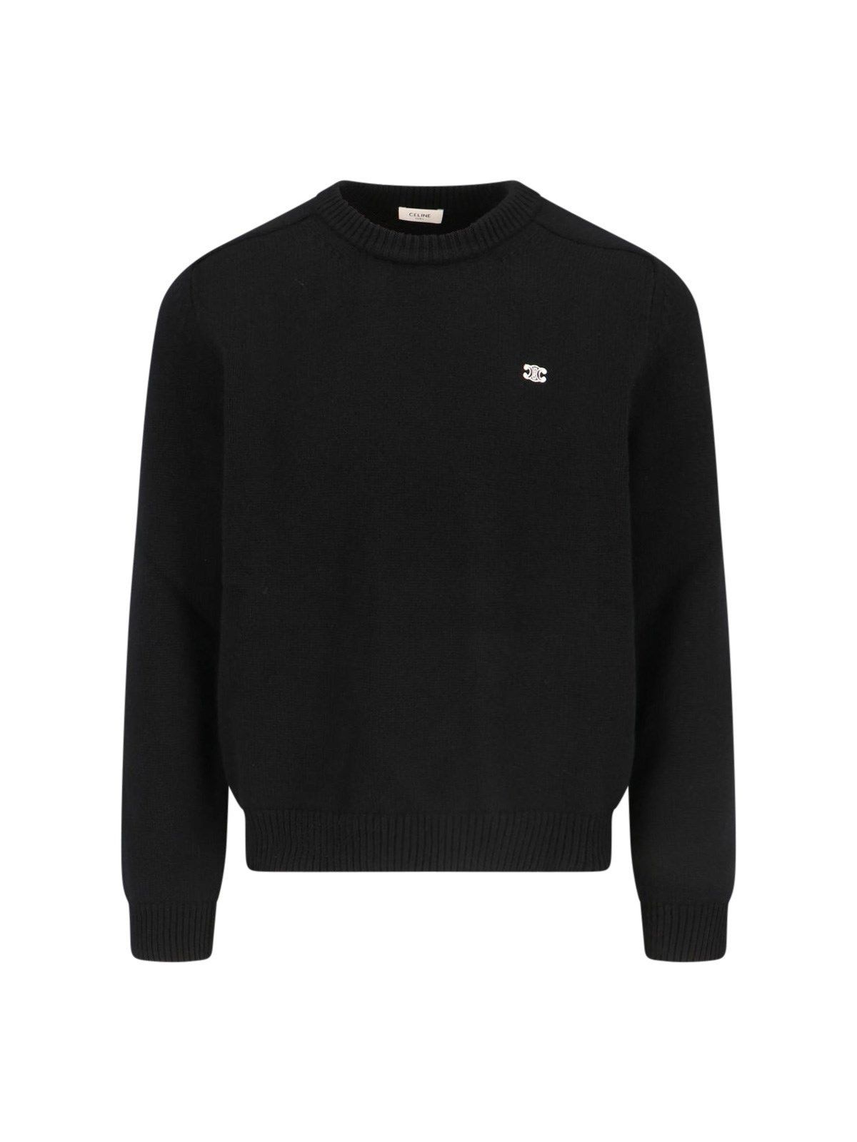 CELINE セリーヌ ロゴ TRIOMPHE セーター ウール カシミア 黒 (CELINE