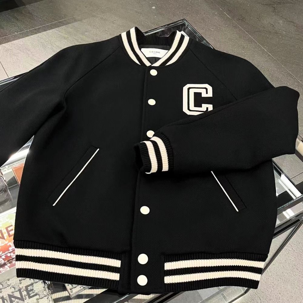 上品な遊び心》【CELINE】テディジャケット 黒 バイカラー (CELINE