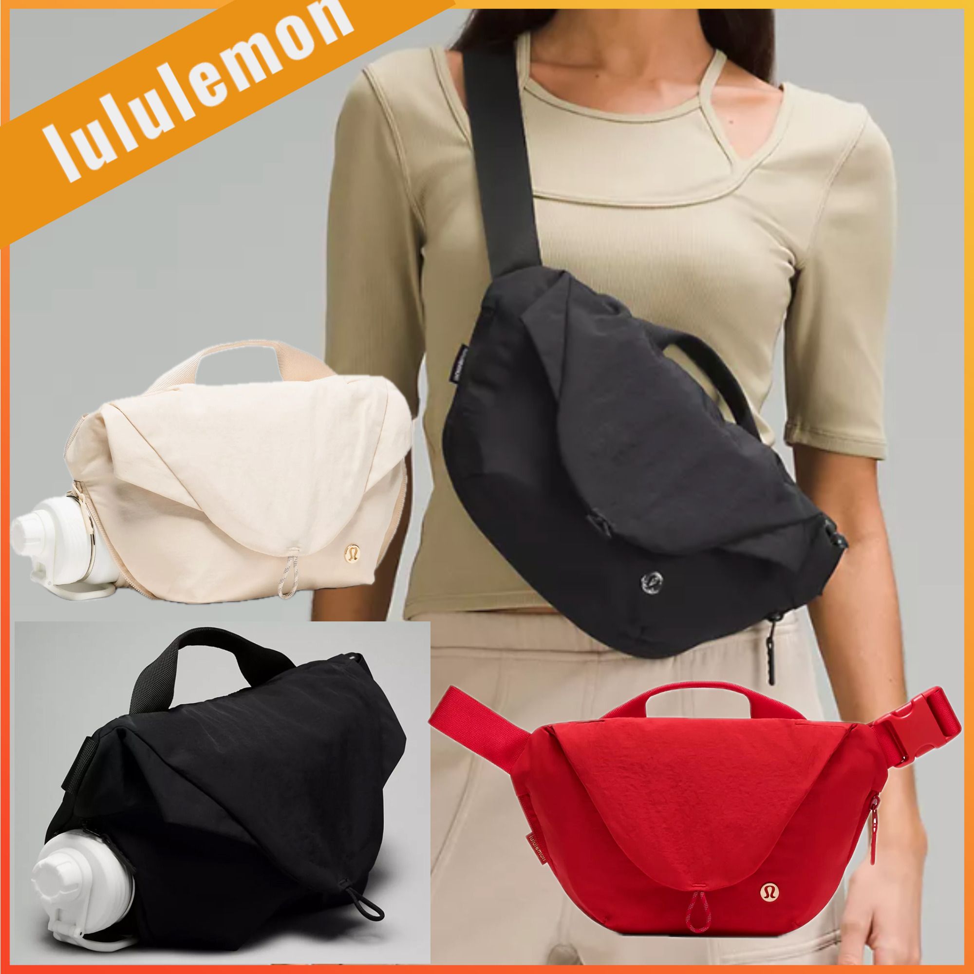 lululemon☆水筒専用ポケット付 2WAY クロスボディバッグ 3L