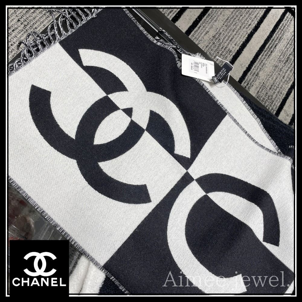 バイカラー♪＊【CHANEL】シャネル ウールスカーフ ストール (CHANEL
