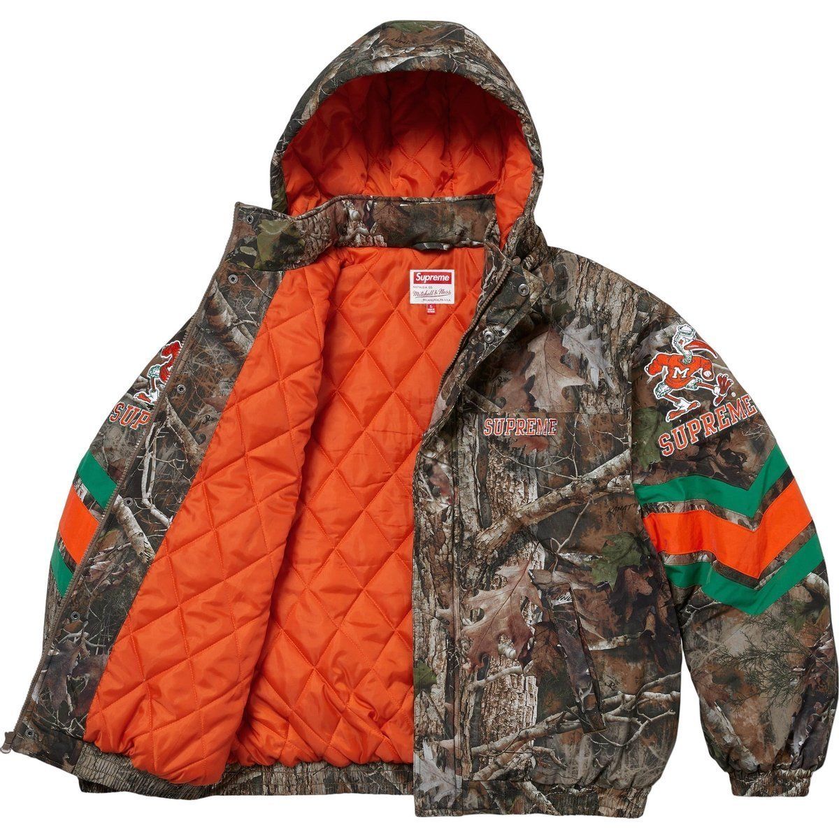 24AW Supreme Mitchell & Ness NCAA Hooded Stadium Jacket (Supreme