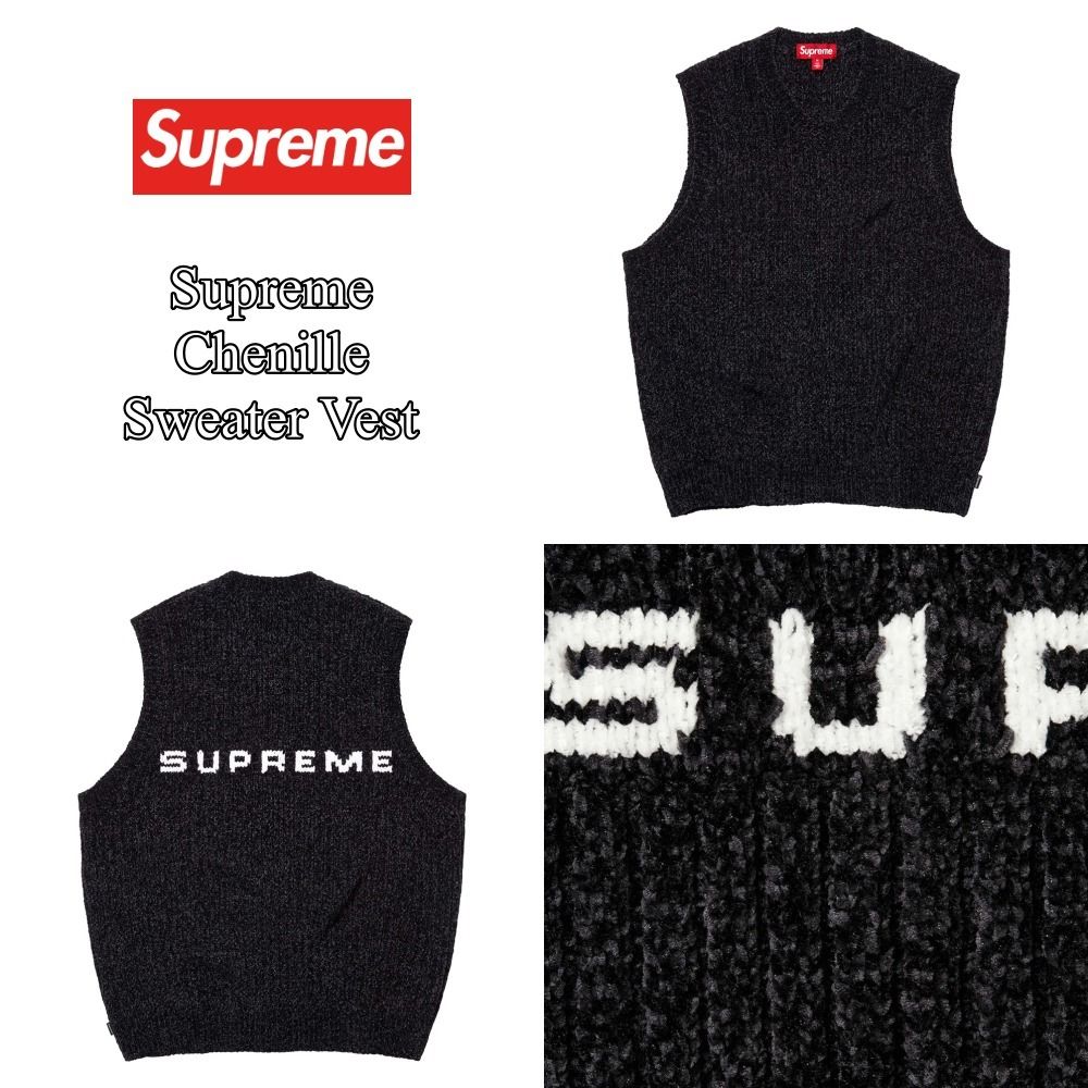 Supreme】Chenille Sweater Vest☆Black☆24FW☆ (Supreme/ベスト