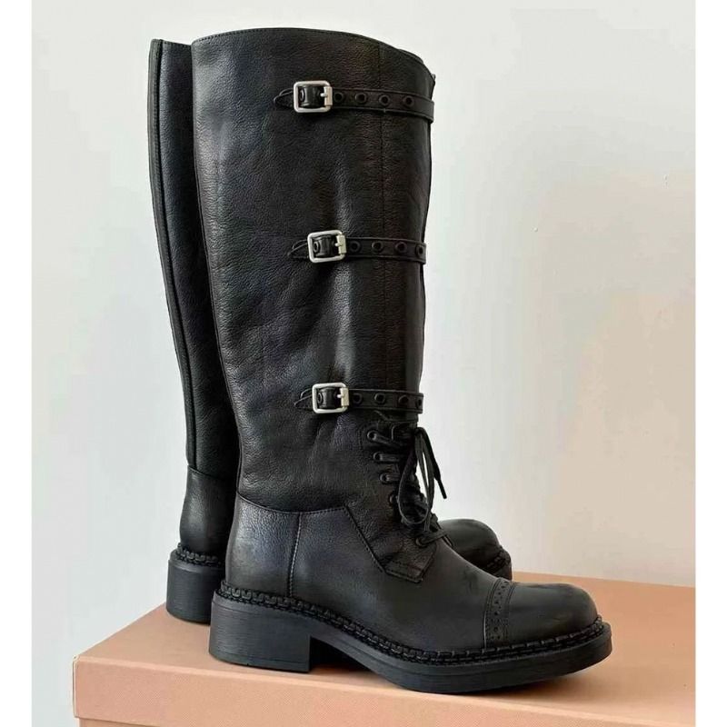 洗練されたデザイン☆MiuMiu ミュウミュウ レザー ロングブーツ