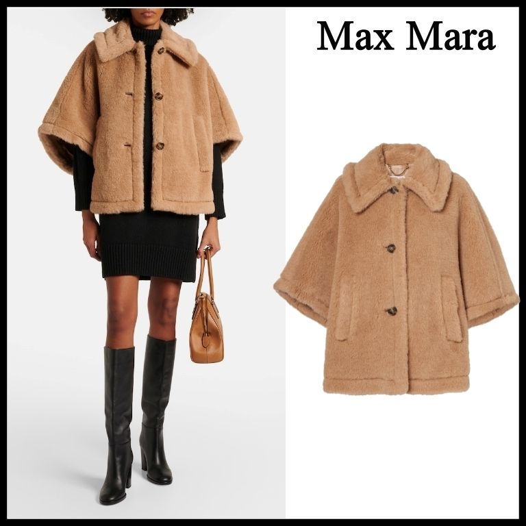 Max Mara】Tenebre アルパカ、カシミア、シルク テディケープ (Max