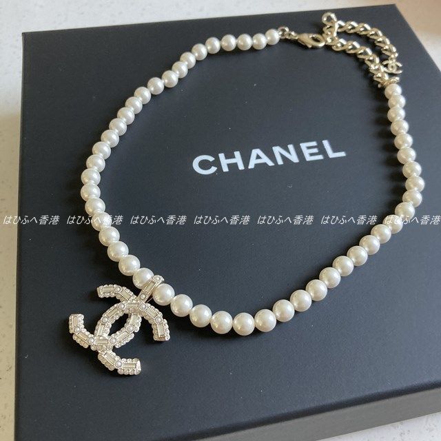 CHANEL】シャネル ネックレス パール＆クリスタルのココマーク (CHANEL