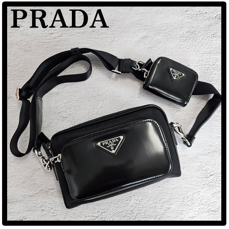 ☆関税込☆PRADA☆Re-Nylon ブラッシュドレザークロスバッグ☆ (PRADA