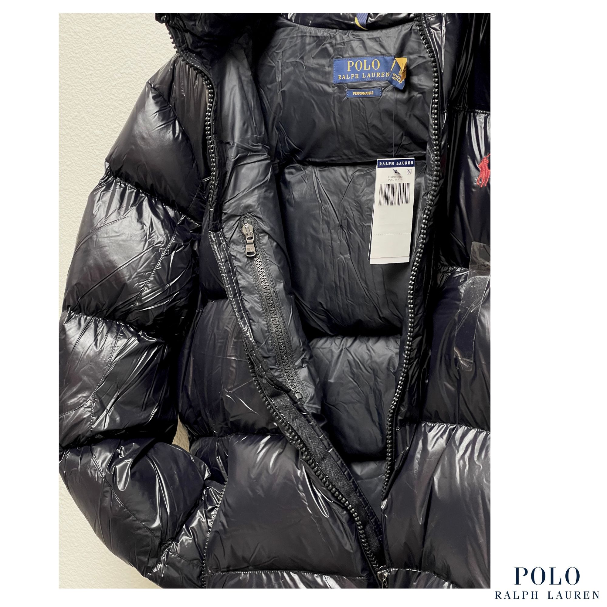 ポロラルフローレン] ブラックロゴ 光沢ダウンジャケット (POLO RALPH