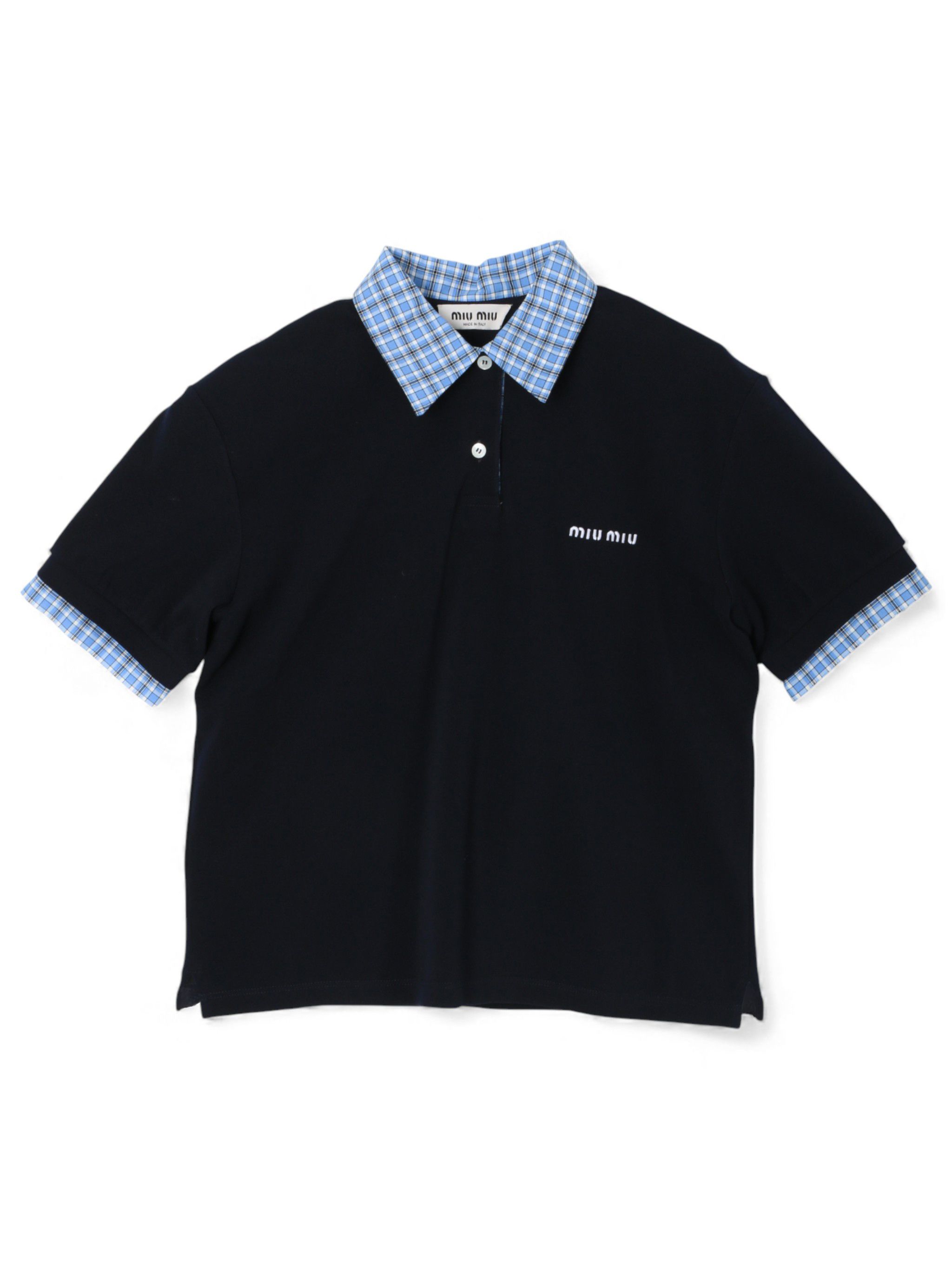 MIU MIU | LAYERED POLO T-SHIRT NAVY 半袖Tシャツ (MiuMiu/ポロシャツ