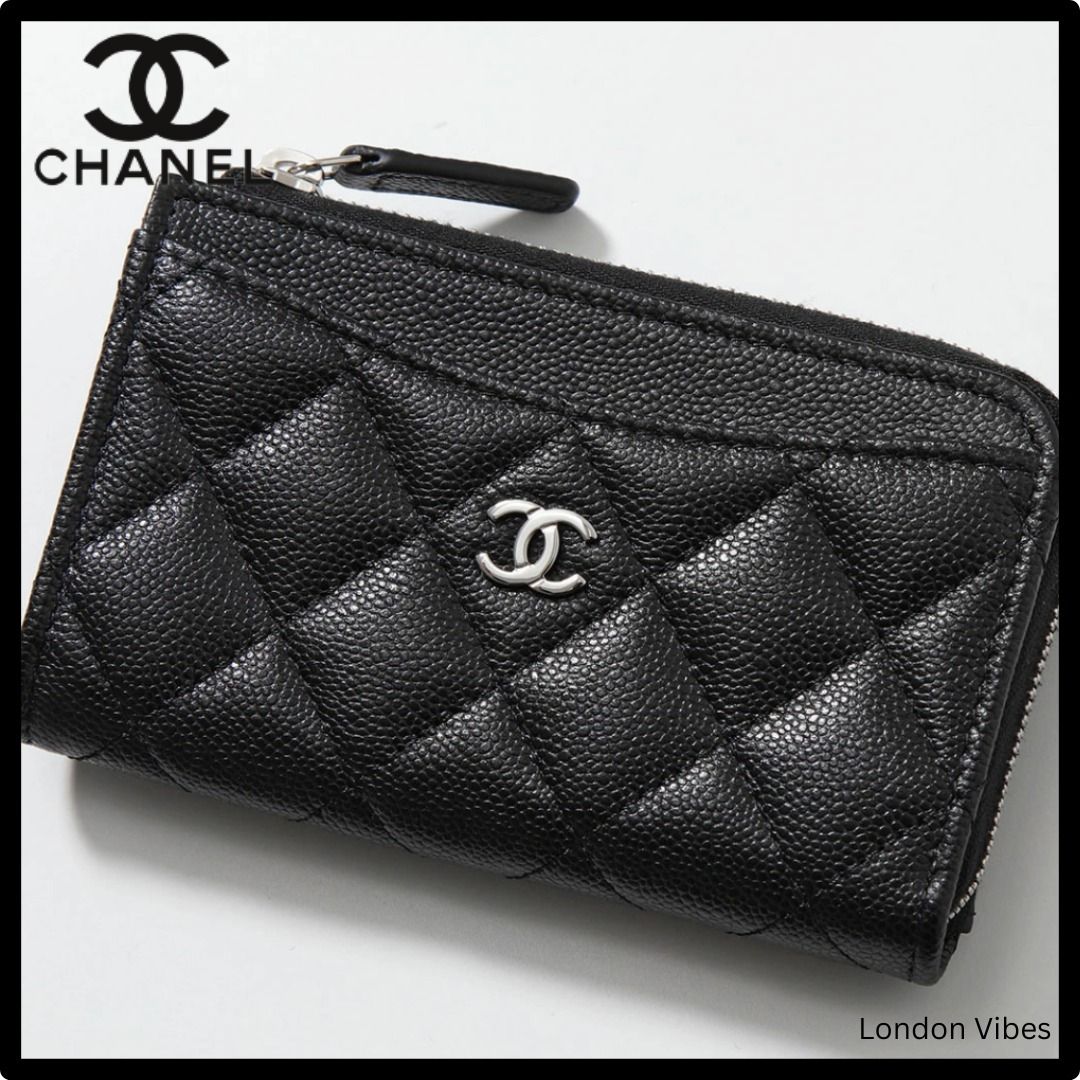 大人気 CHANEL フラグメントケース 黒xシルバー キャビア (CHANEL