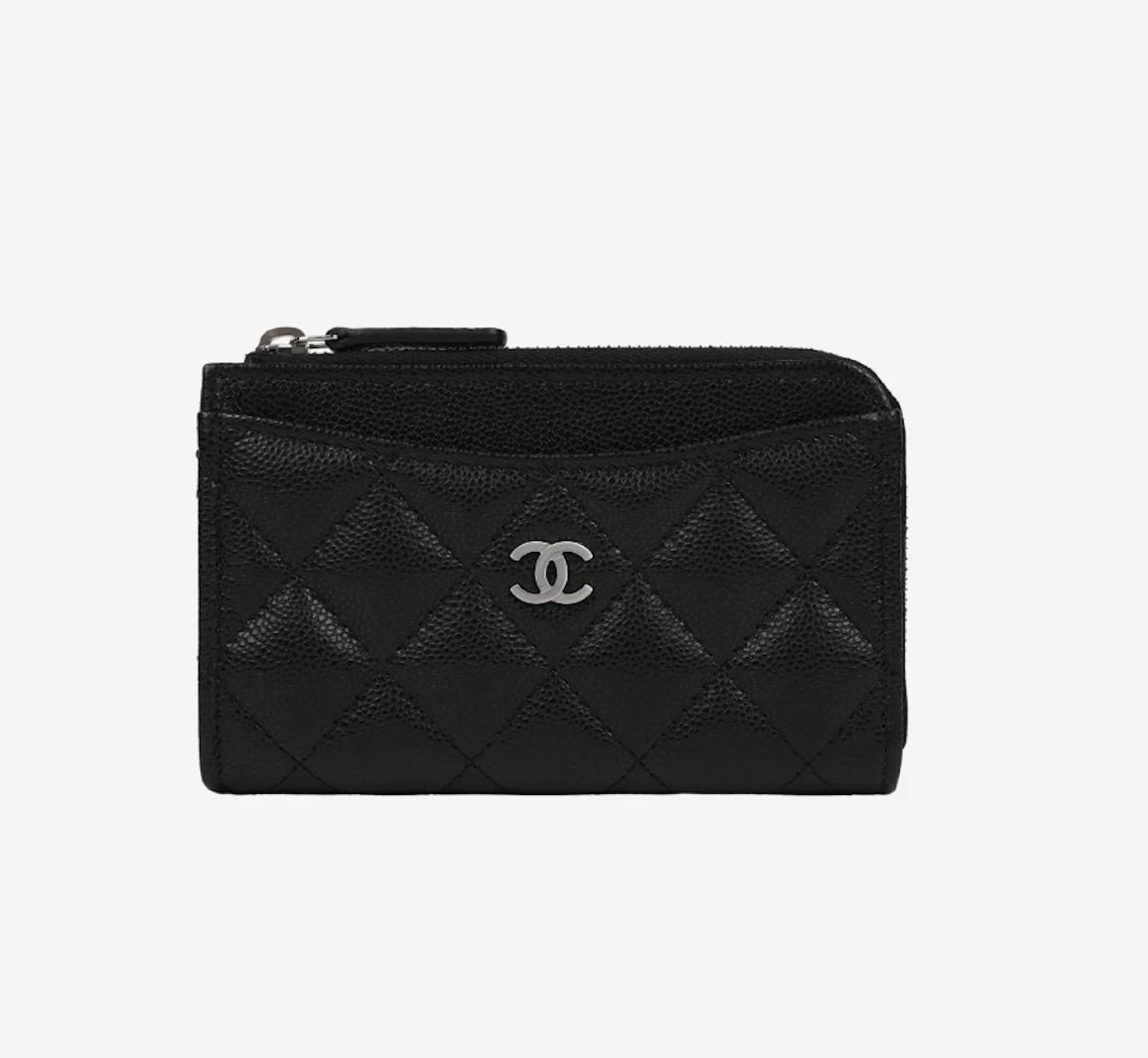 大人気 CHANEL フラグメントケース 黒xシルバー キャビア (CHANEL