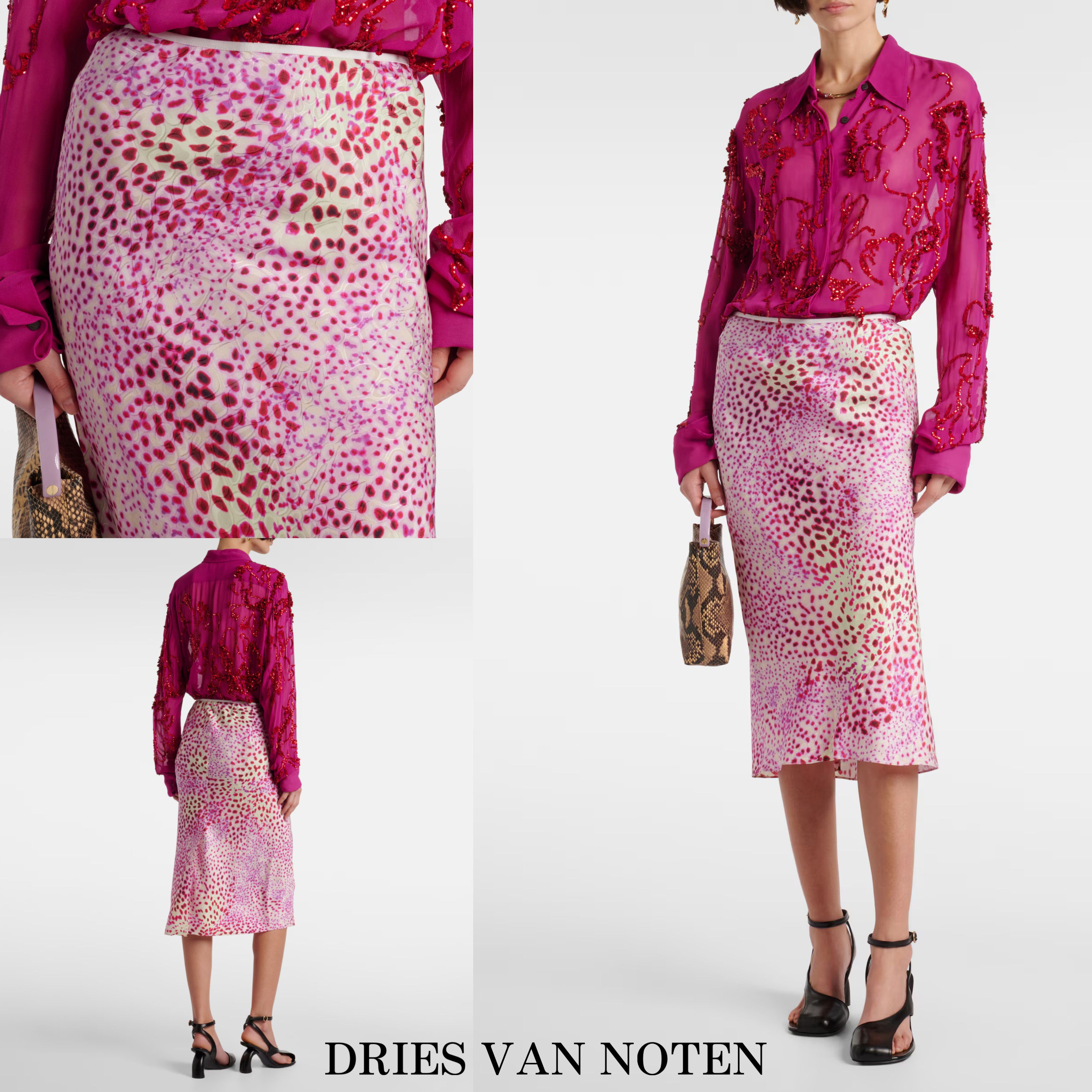 新作*DRIES VAN NOTEN* レオパードミディスカート ピンク (Dries Van