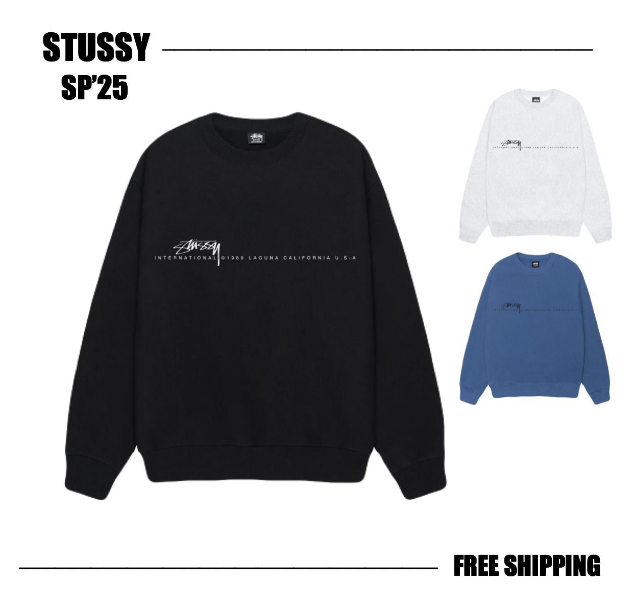 STUSSY SP25'】Stussy Smooth 80 Crew (STUSSY/スウェット・トレーナー