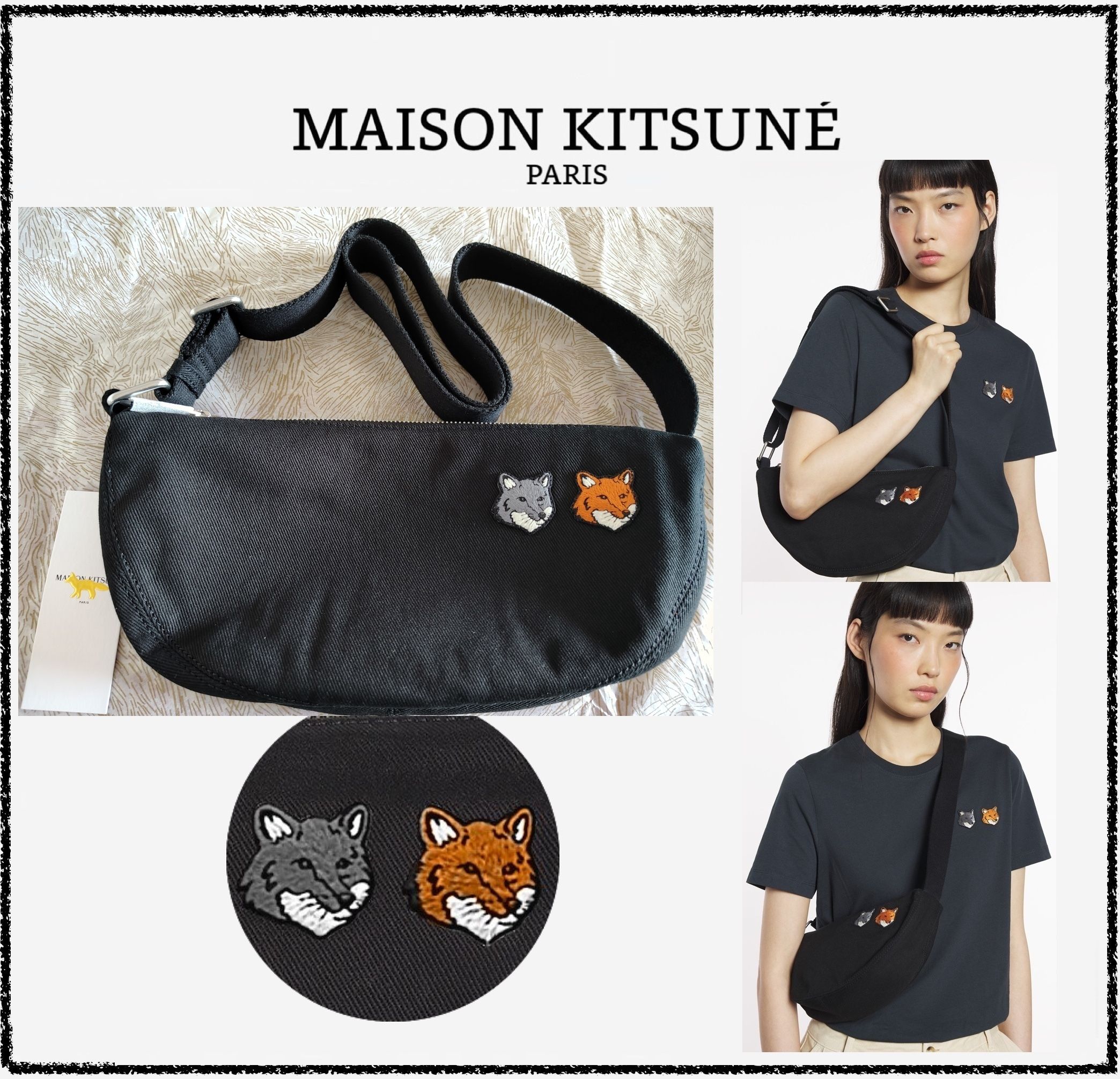 ☆MAISON KITSUNE☆ W ボールド フォックスヘッド バム バッグ (MAISON
