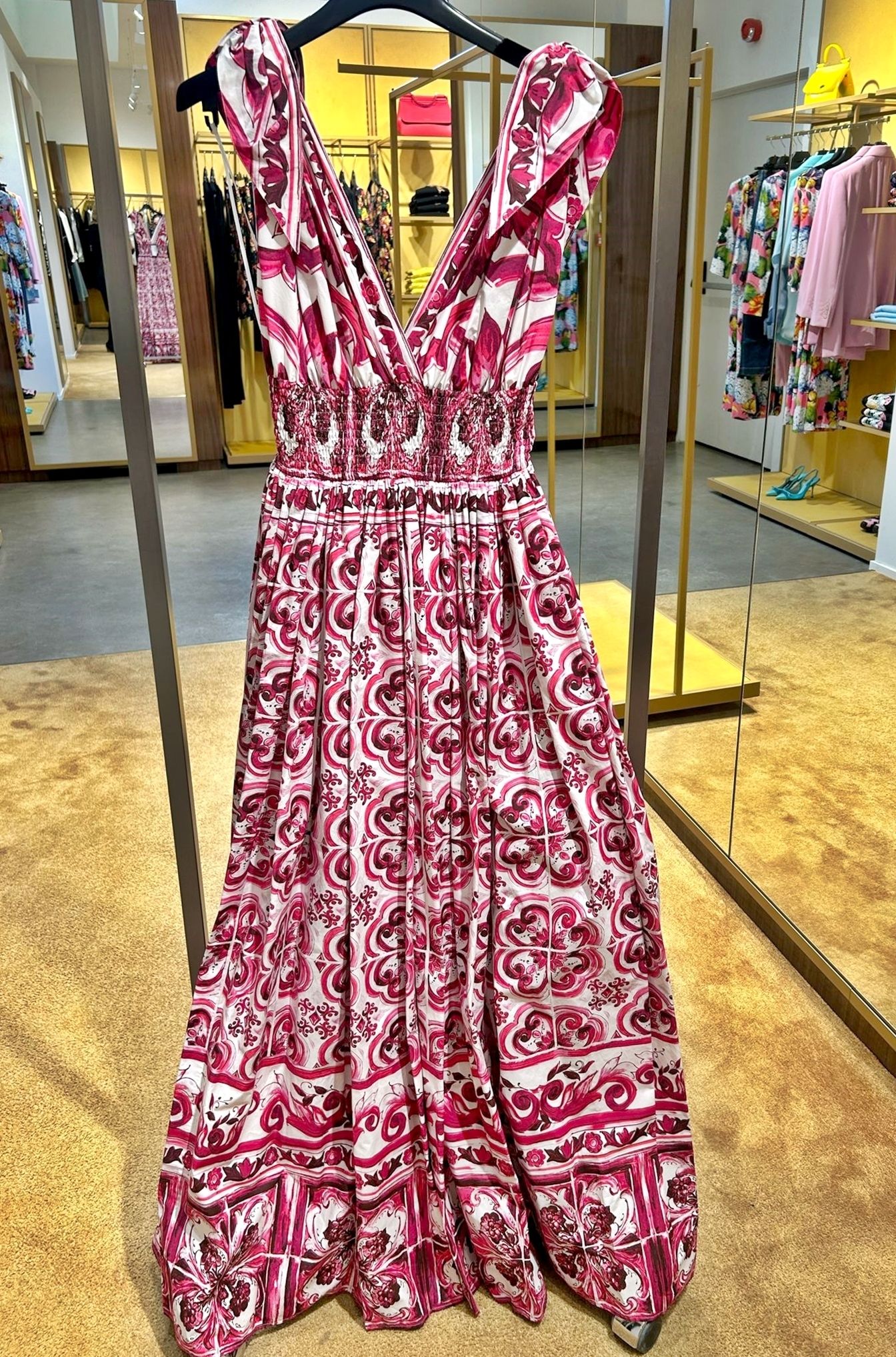 DOLCE&GABBANA ドルガバ マヨルカプリント コットンロングドレス