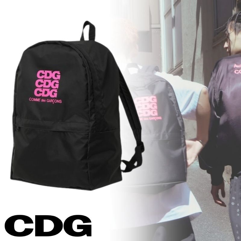 COMME des GARCONS プリント バックパック リュック 蛍光ピンク (COMME