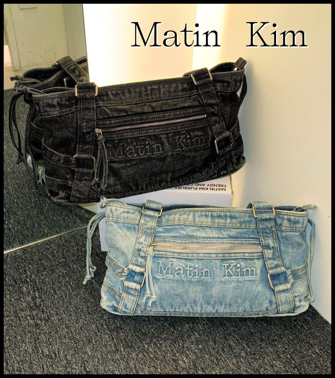 MATIN KIM □ WASHED DENIM SQUARE BAG (Matin Kim/ショルダーバッグ