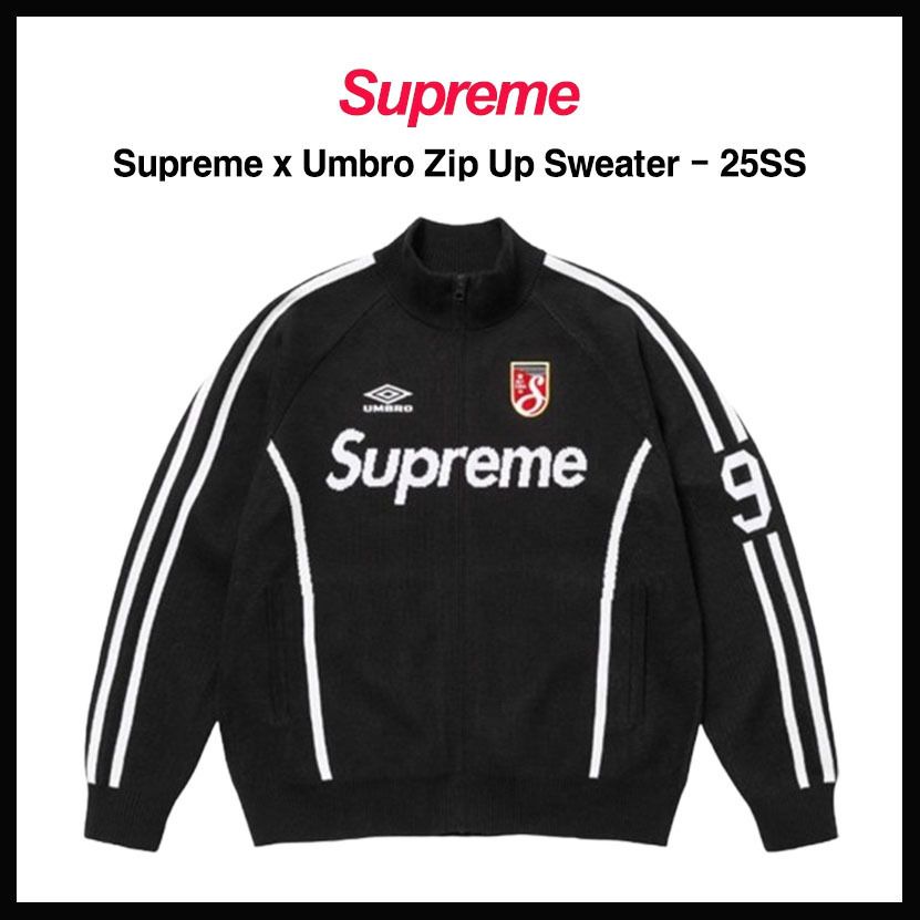 SUPREME X UMBRO】ZIP UP SWEATER BLACK - 25SS (Supreme/ニット