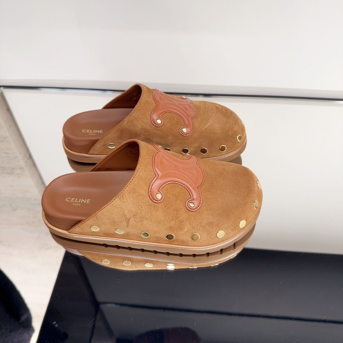 CELINE PITEA CLOG IN Suede Calfskin mule 関税込 スリッパ (CELINE