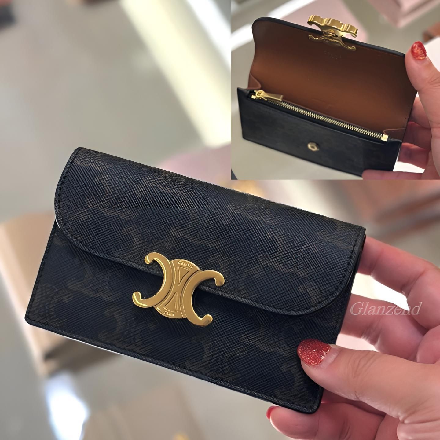 CELINE】トリオンフ フラップ付き ロングカードホルダー (CELINE