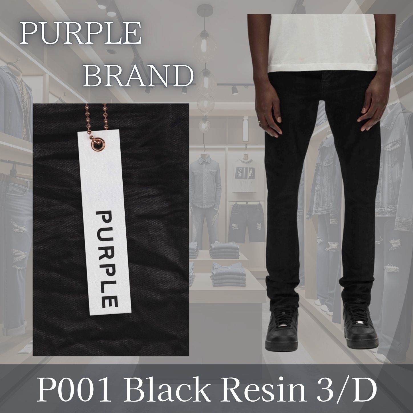 PURPLE BRAND P001 Black Resin 3/D (PURPLE BRAND/デニム・ジーパン